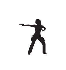 vector illustration of a woman with gun