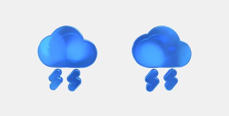 thunderstorm 3D icon on isolate white background
