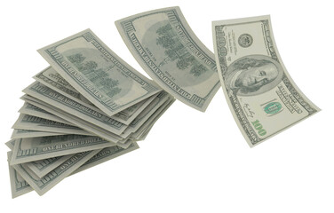 dollars dollar 100  money side view isolated give take offer buy sell  - 3d rendering