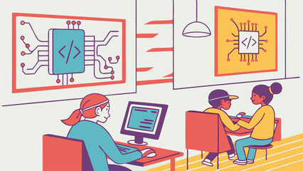 Young Students Learning Coding and Technology: Kids Engaged in Computer Science Education and Digital Literacy in a Modern Classroom