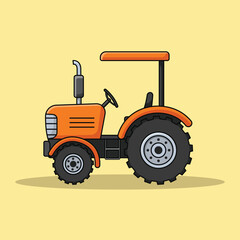 Tractor Farmer Cartoon Vector Icon Illustration. Transportation Vehicle Icon Concept Isolated Premium Vector. Flat Cartoon Styl