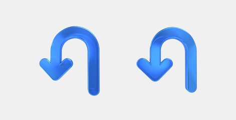 u turn left 3D icon on isolate white background