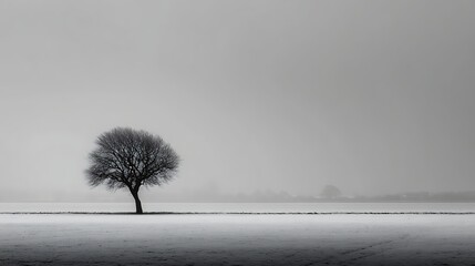 Winter tree, silent landscape