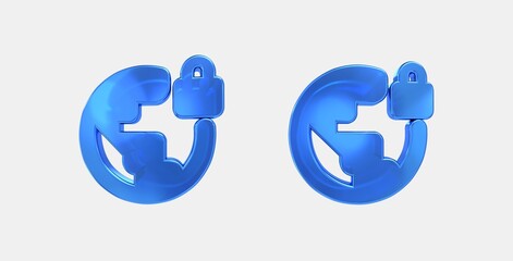 vpn lock 3D icon on isolate white background