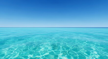 Fototapeta premium Tranquil Tropical Ocean with Clear Turquoise Water and Sunny Sky