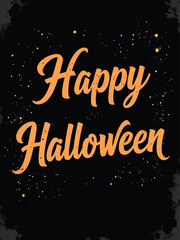 black Happy on top, elegant script font Halloween below, retro 80s and 90s style 