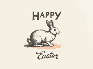 Fototapeta premium Happy on top, elegant script font Easter below, retro 80s and 90s style