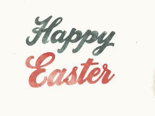 Obraz premium Happy on top, elegant script font Easter below, retro 80s and 90s style