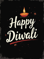 Fototapeta premium india Happy on top, elegant script font Diwali below, retro 80s and 90s style 