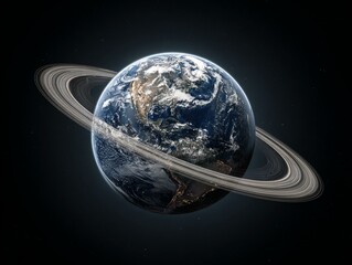 Earth with saturn like rings generated image