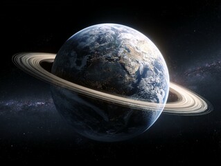 Earth with saturn like rings generated image