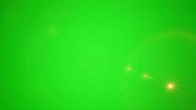 4K Bright Green Screen with Glowing Lens Flare Overlay Effect