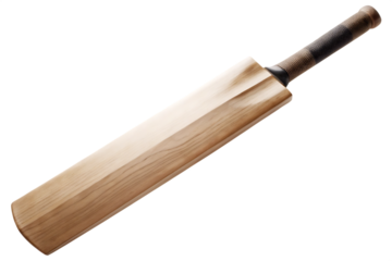 Wooden cricket bat with brown grip isolated on a transparent background willow wood