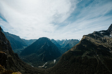 View from Mackinnon pass on the Milford Track, Fiordland National Park, New Zealand