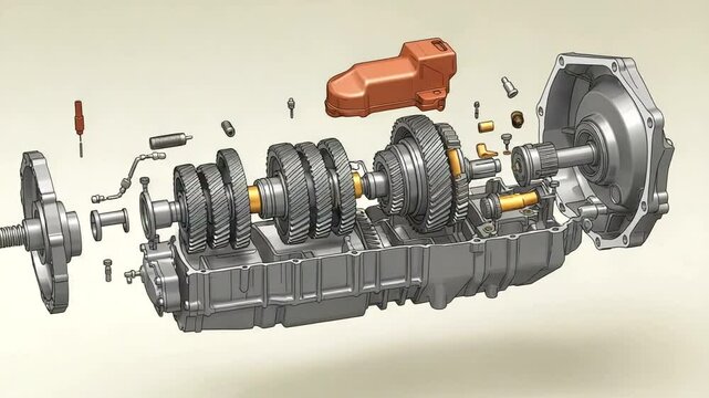 Detailed exploded view of an automotive transmission