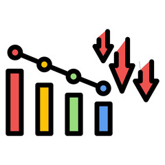 Burn Down Chart icon vector image. Can be used for Project Assesment.