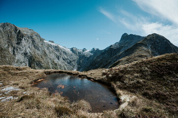 View from Mackinnon pass on the Milford Track, Fiordland National Park, New Zealand