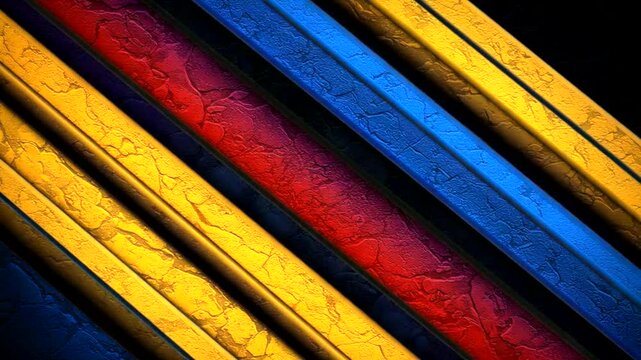 Diagonal stripes of vibrant colors with textured surface