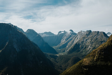 View from Mackinnon pass on the Milford Track, Fiordland National Park, New Zealand