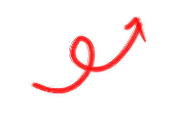 Hand Drawn Red Arrow Marker on Transparent Background, Isolated Directional Arrow Sign, Marker Arrow Clipart