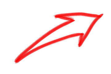 Hand Drawn Red Arrow Marker on Transparent Background, Isolated Directional Arrow Sign, Marker Arrow Clipart