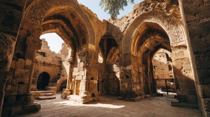 Ancient Stone Ruins with Sunlit Arches