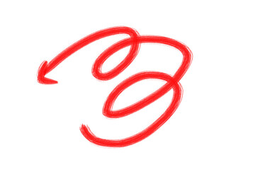 Hand Drawn Red Arrow Marker on Transparent Background, Isolated Directional Arrow Sign, Marker Arrow Clipart