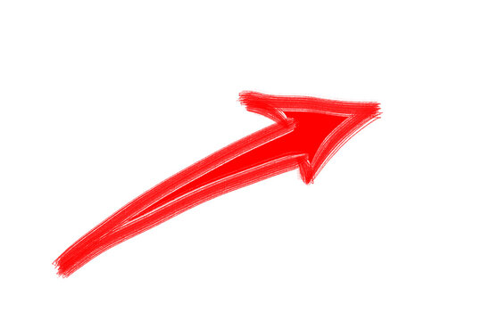 Hand Drawn Red Arrow Marker on Transparent Background, Isolated Directional Arrow Sign, Marker Arrow Clipart