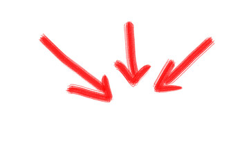 Hand Drawn Red Arrow Marker on Transparent Background, Isolated Directional Arrow Sign, Marker Arrow Clipart