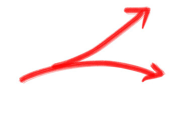 Hand Drawn Red Arrow Marker on Transparent Background, Isolated Directional Arrow Sign, Marker Arrow Clipart