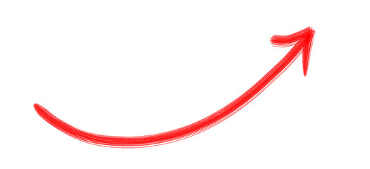 Hand Drawn Red Arrow Marker on Transparent Background, Isolated Directional Arrow Sign, Marker Arrow Clipart