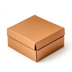 Brown cardboard box, white isolated background.