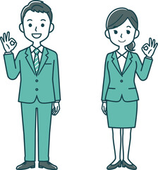 Illustration of business people showing ok sign in suits for business and success concepts design vector illustration
