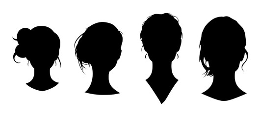 Silhouetted Female Portraits: A Study in Hair Styles