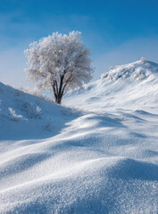 Winter Wonderland Landscape with Snowy Hills