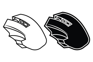Computer mouse art silhouette vector out line art on white background