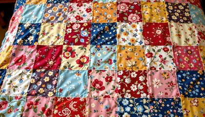 Fototapeta premium a quilt with a variety of colors, shapes, and patterns
