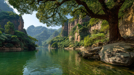 Serene Mountain River Landscape