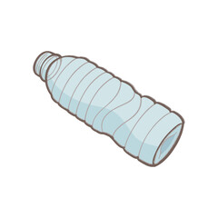 Empty Crushed Plastic Water Bottle Vector Illustration — Isolated Hand Drawn Sketch of Disposable Recyclable Container for Eco Waste, Garbage, Pollution, Sustainability and Recycling Concept