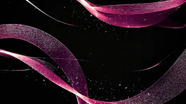 4K Stock Video Abstract Pink Swirling Ribbons