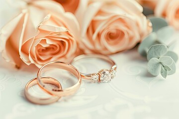 Pixel Perfect Picture of Wedding Rings on Card with White Background