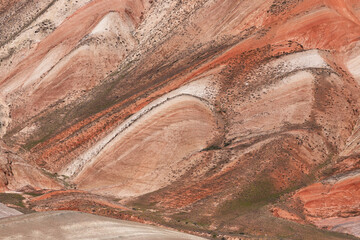 Beautiful valley with red mountains in Khizi. Azerbaijan.