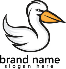 creative pelican logo, white pelican logo design template