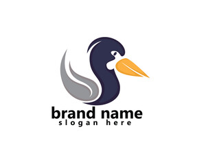 Obraz premium creative pelican logo, pelican with circular body, logo design template