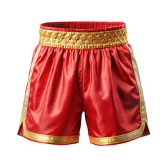 Red and Gold Boxing Shorts Emblazoned on transparent