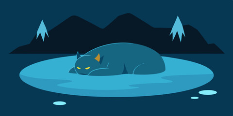 A Beast Slumbering Beneath A Frozen Lake Eyes Glowing © RADHA RANI