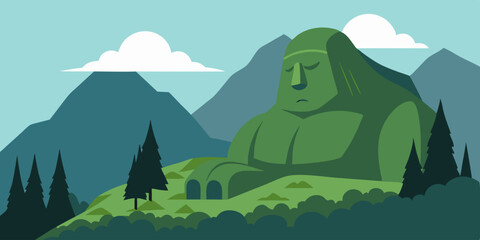 A Massive Sleeping Stone Titan Covered In Moss © RADHA RANI