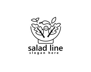 Fototapeta premium creative salad, lettuce logo, salad in a striped bowl, logo design inspiration