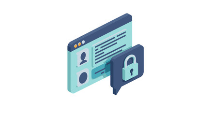 Obraz premium Secure login interface vector illustration for web design in isometric style