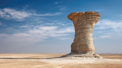 Beige Rock Formation in Desert Landscape Under Sunny Sky